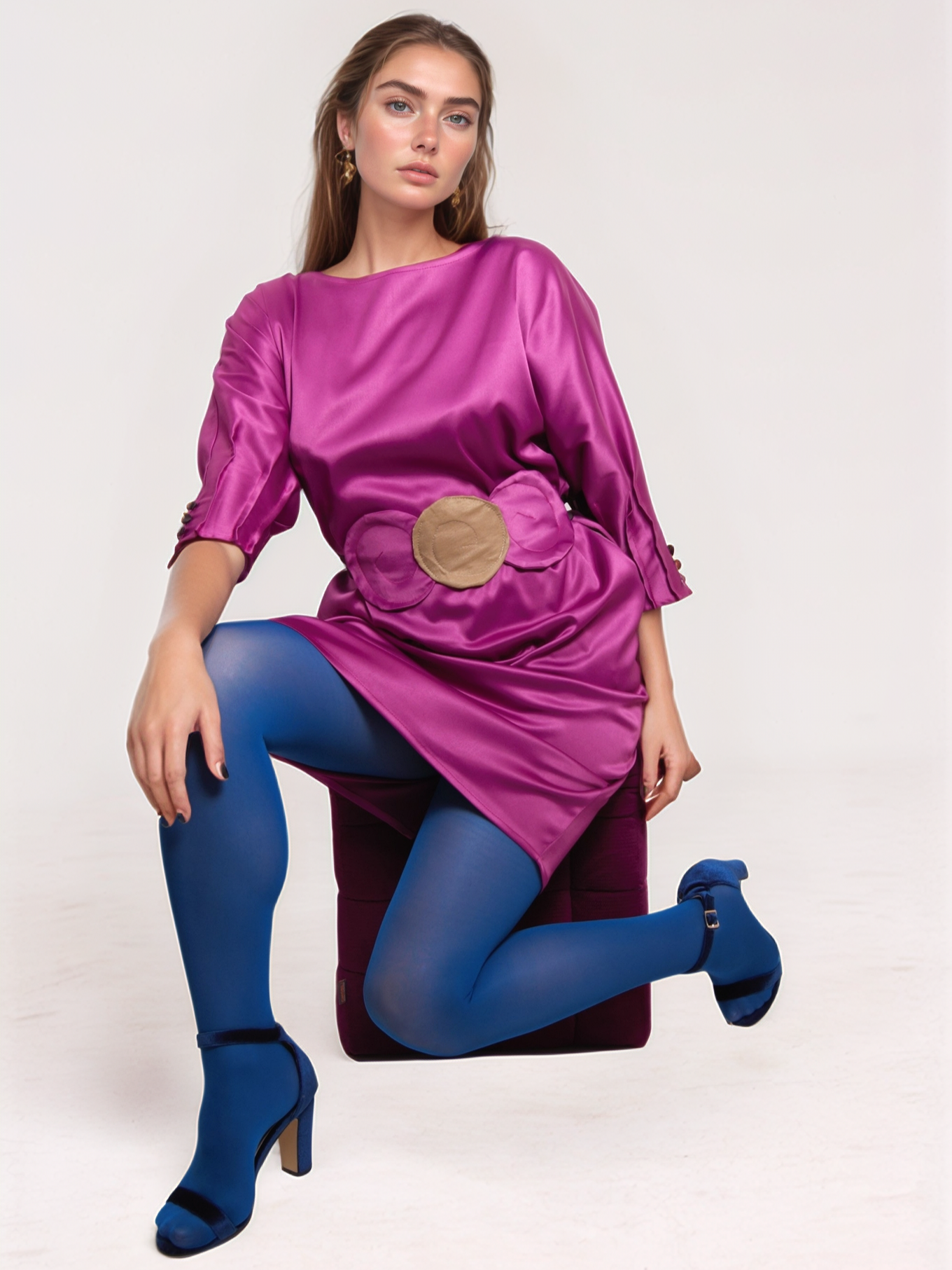 Rochie tafta pliuri - Fucsia