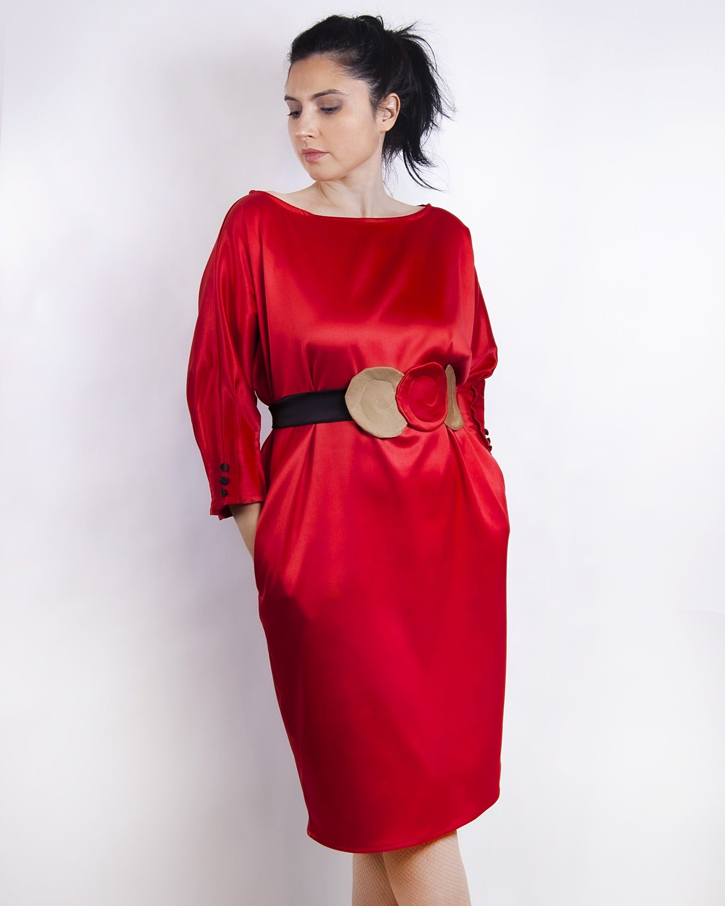 Rochie tafta pliuri - Red