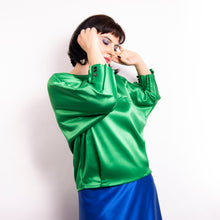 Load image into Gallery viewer, bluza tafta verde eleganta
