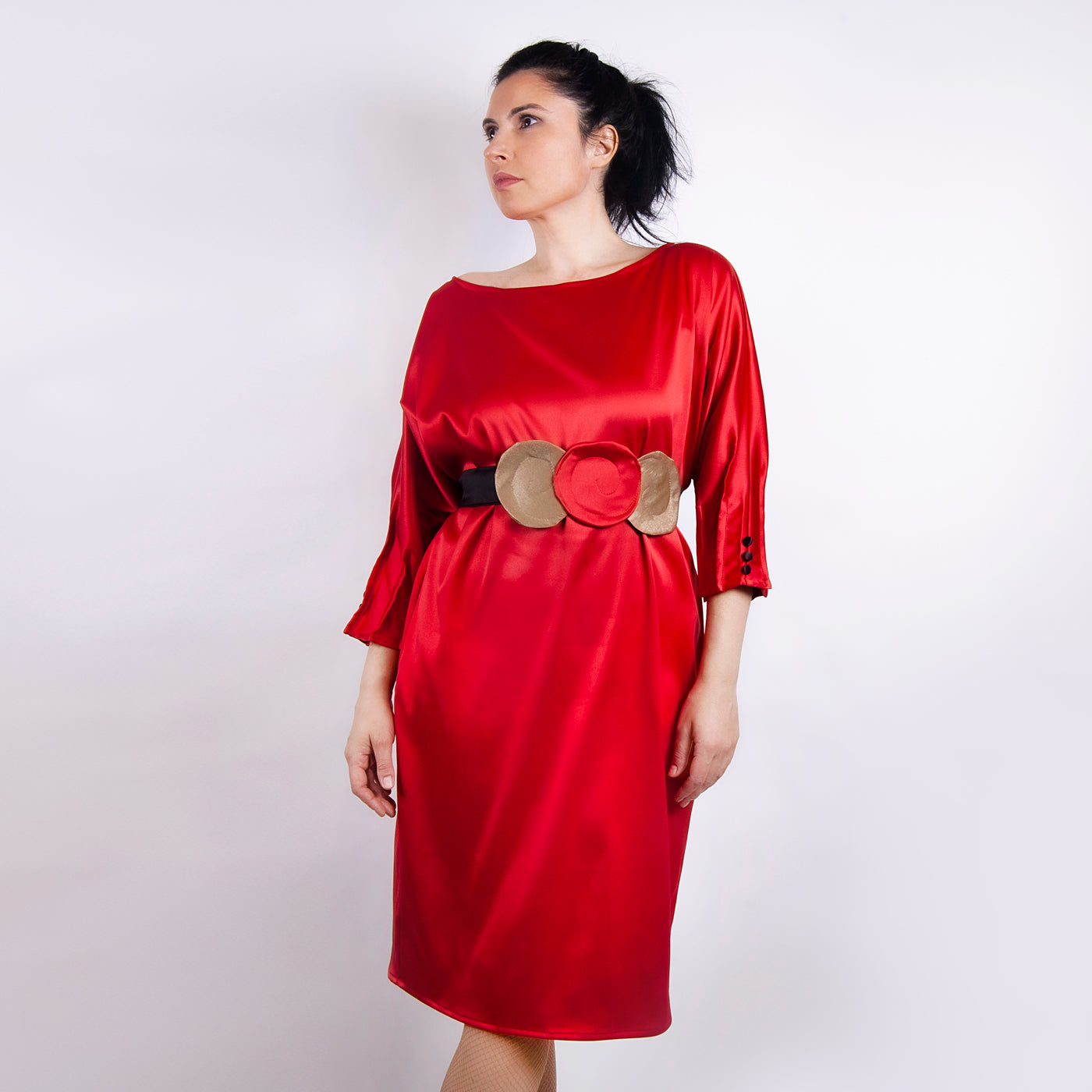Rochie tafta pliuri - Red