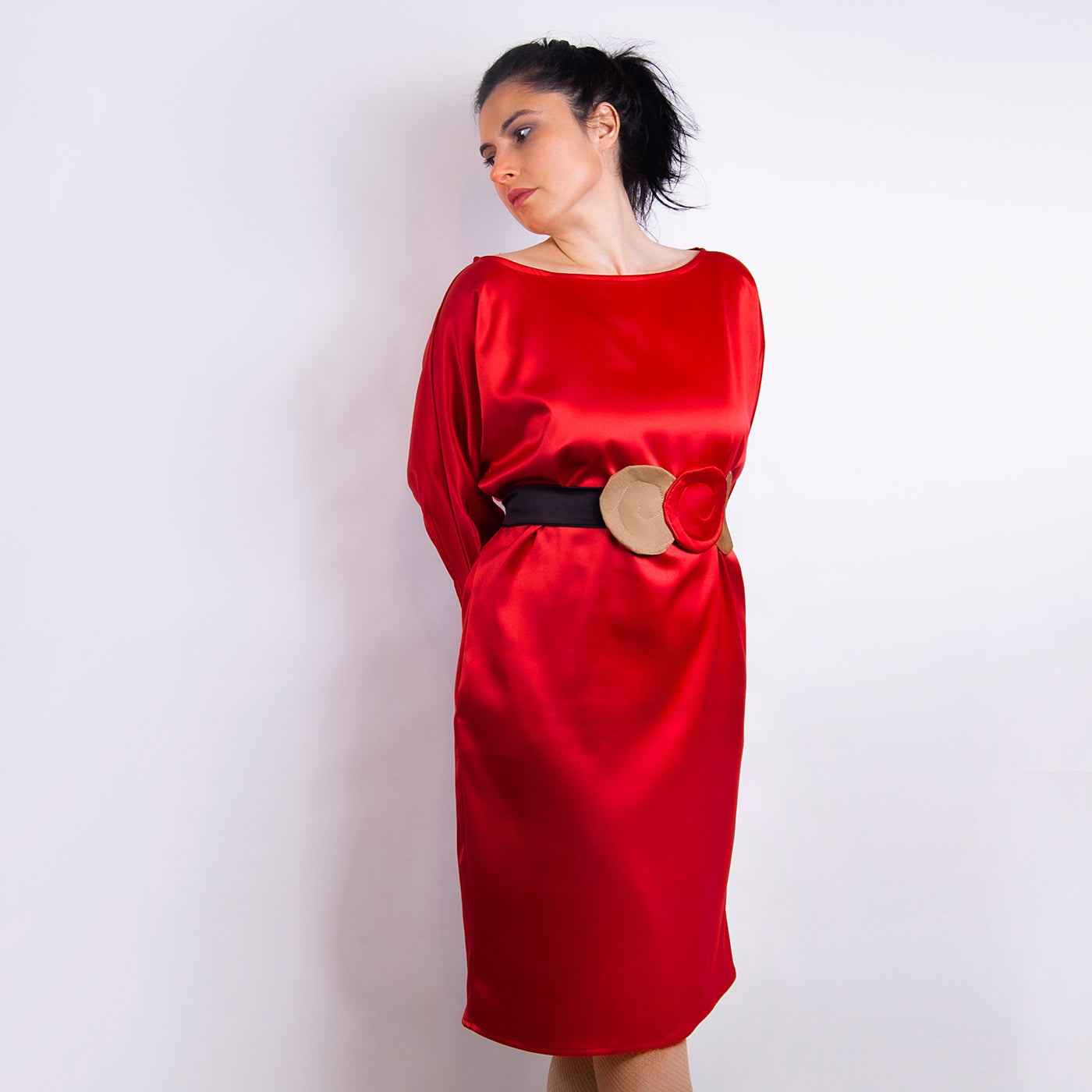 Rochie tafta pliuri - Red