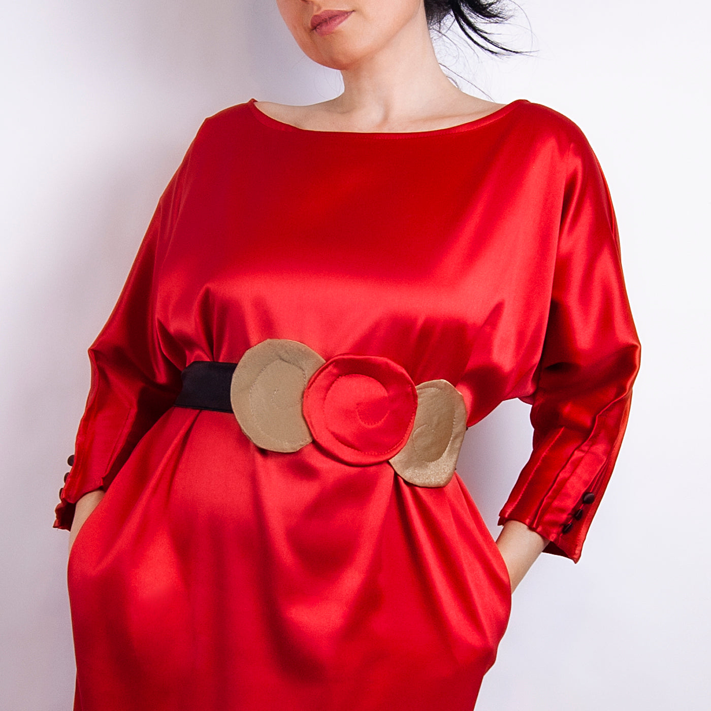 Rochie tafta pliuri - Red