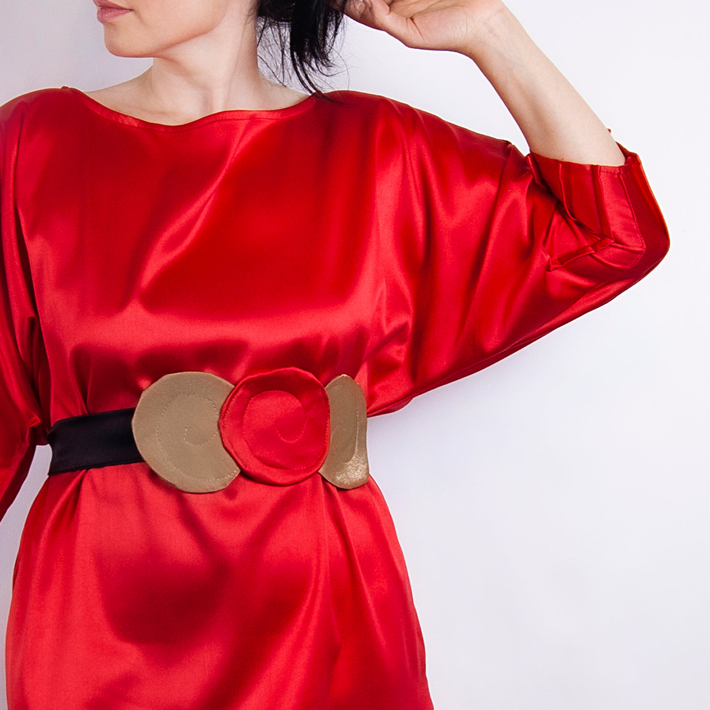 Rochie tafta pliuri - Red