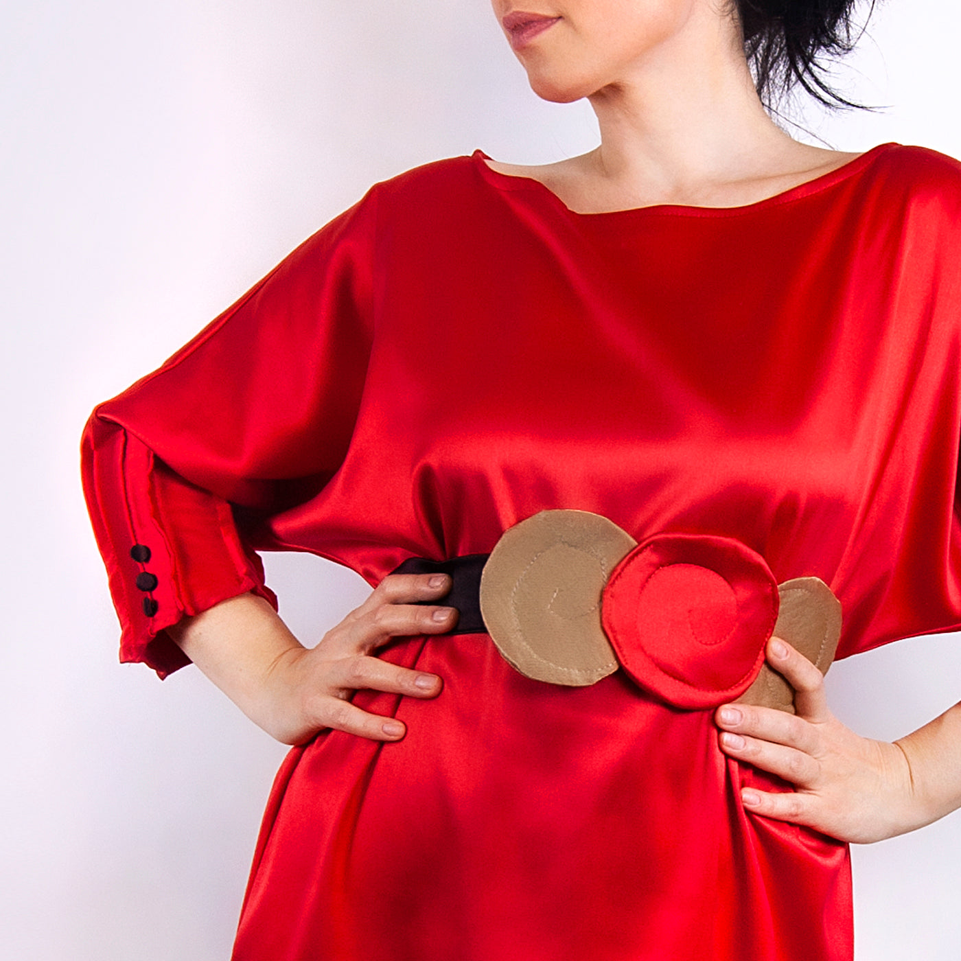 Rochie tafta pliuri - Red