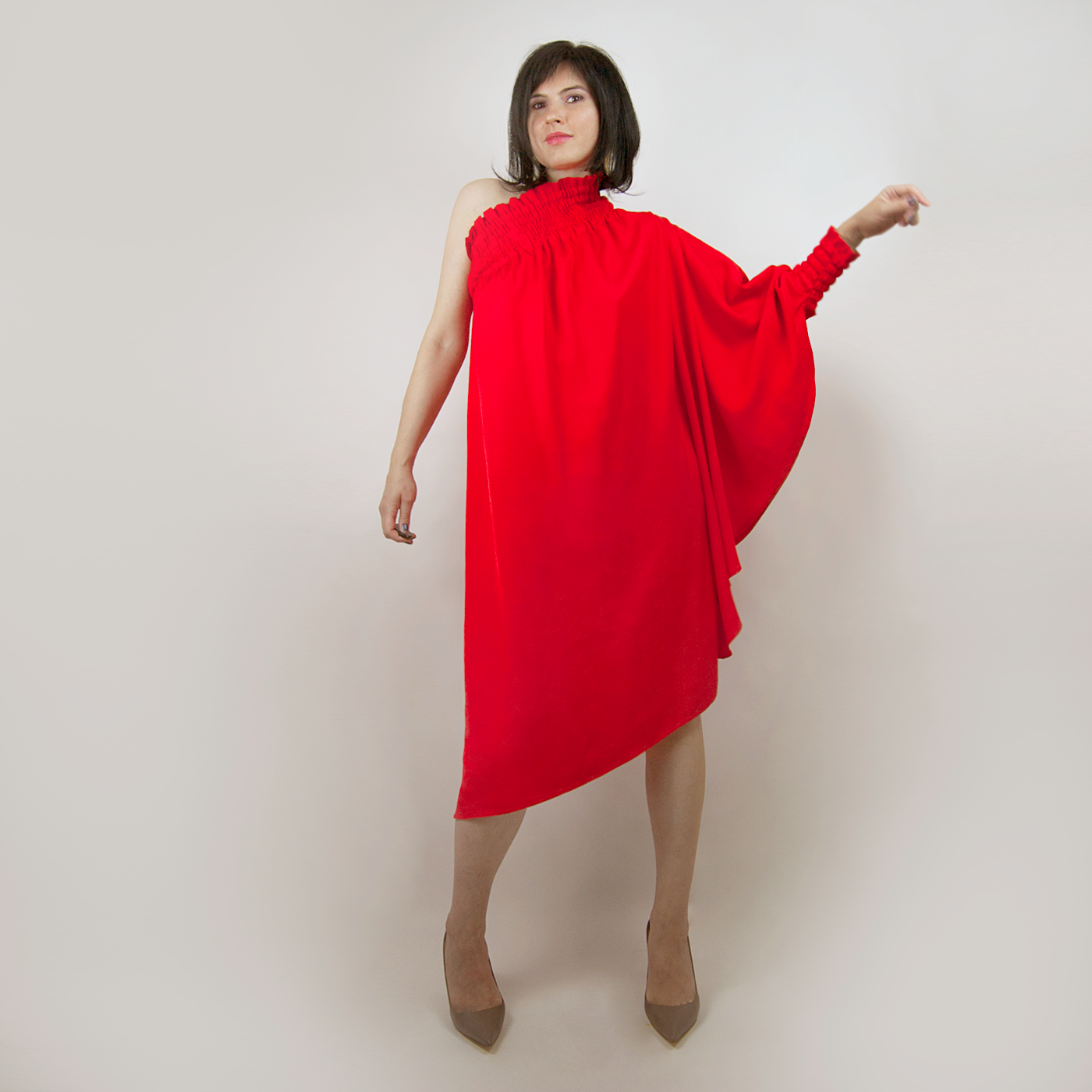 One shoulder Red dress // One Size