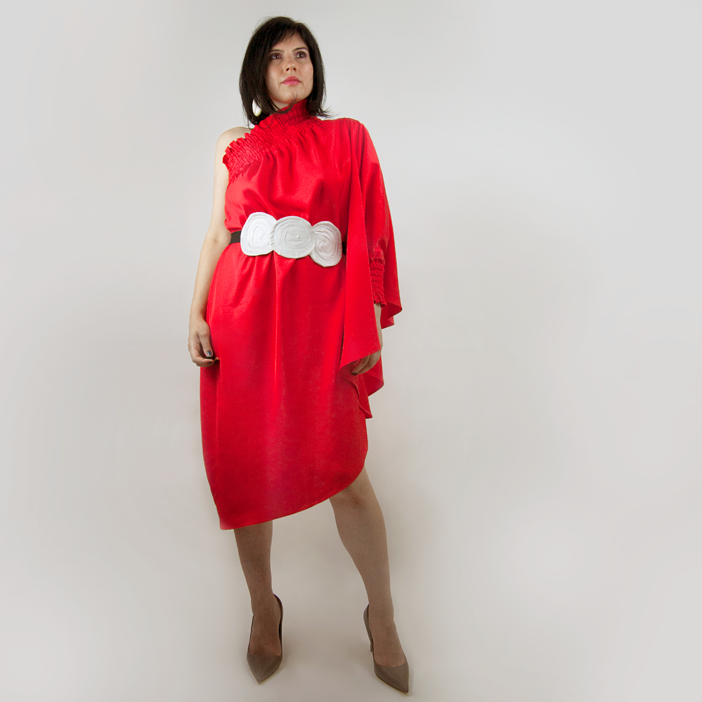 One shoulder Red dress // One Size