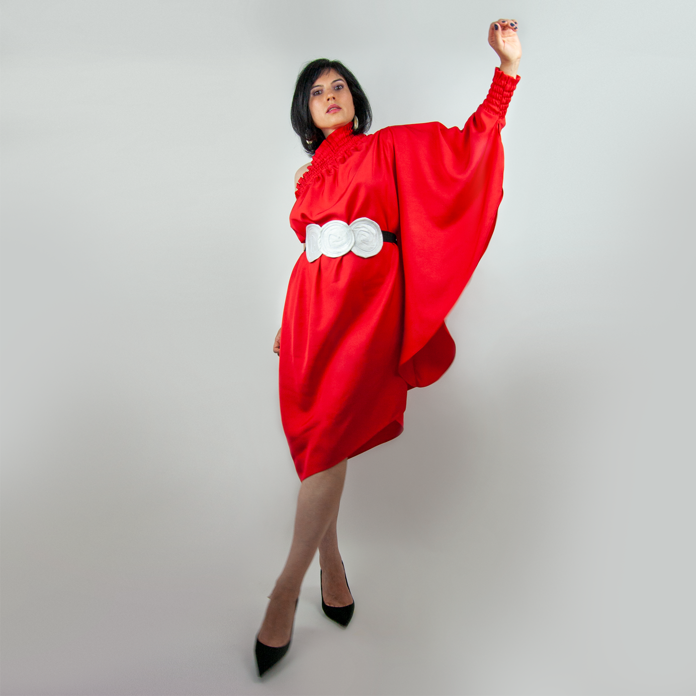 One shoulder Red dress // One Size