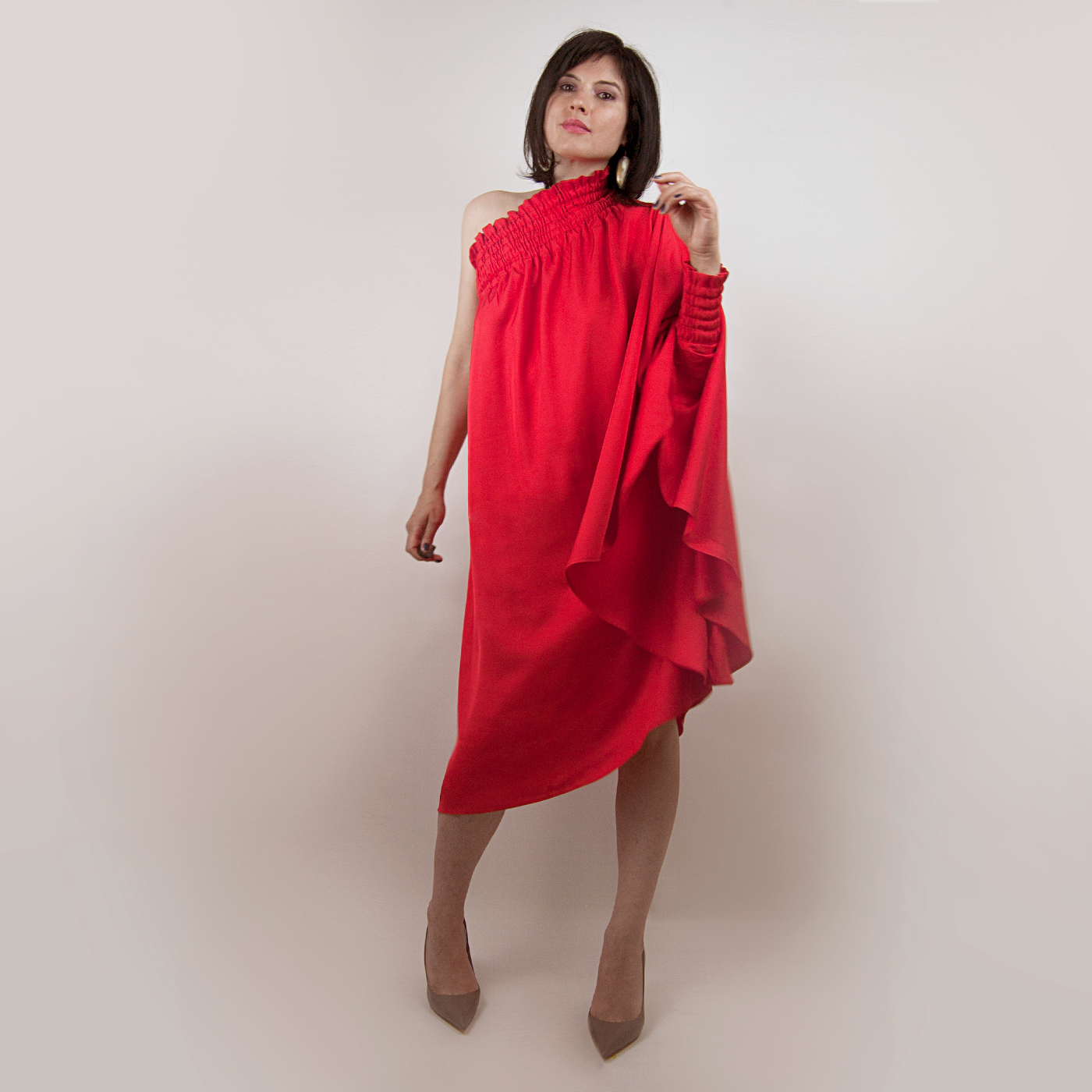 One shoulder Red dress // One Size