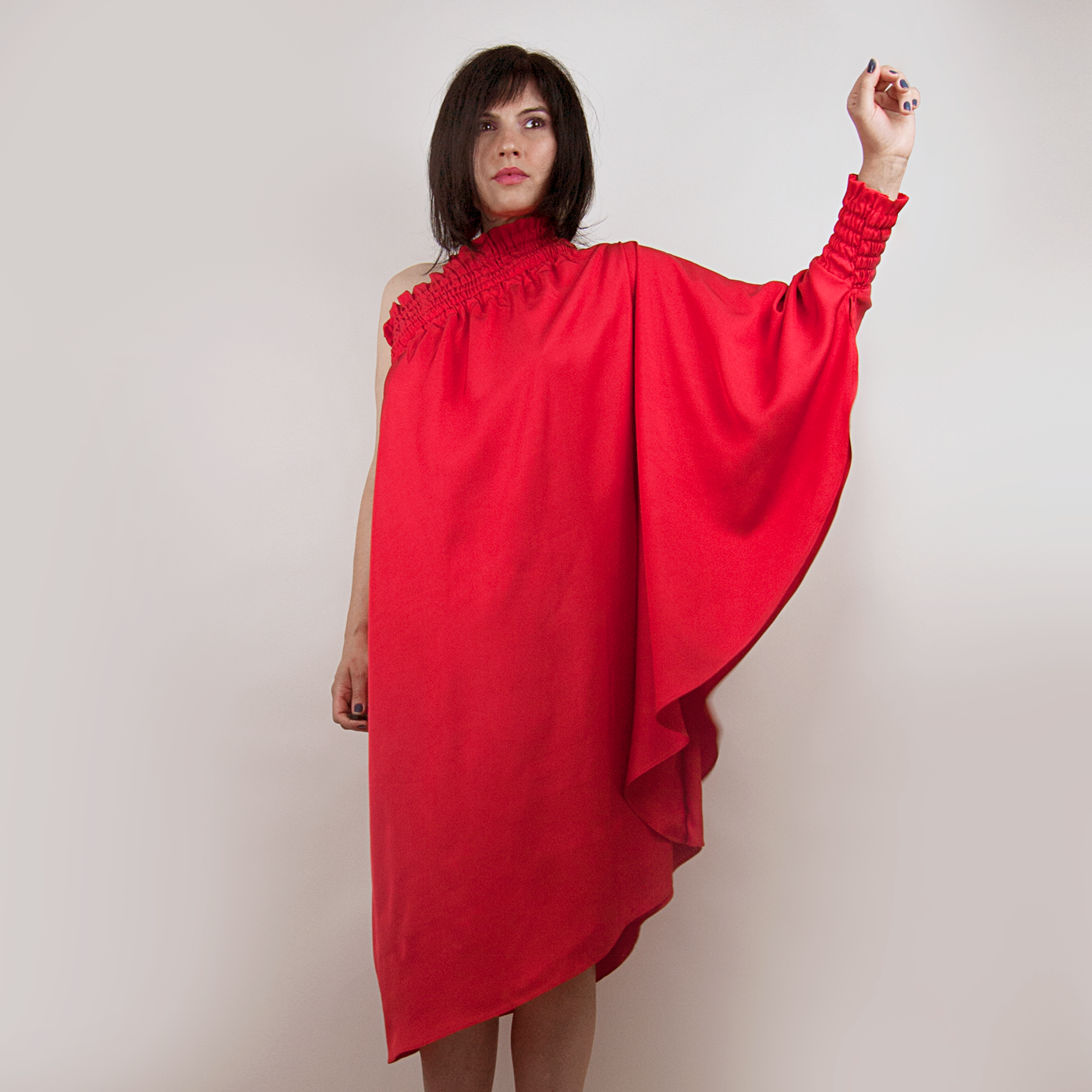 One shoulder Red dress // One Size