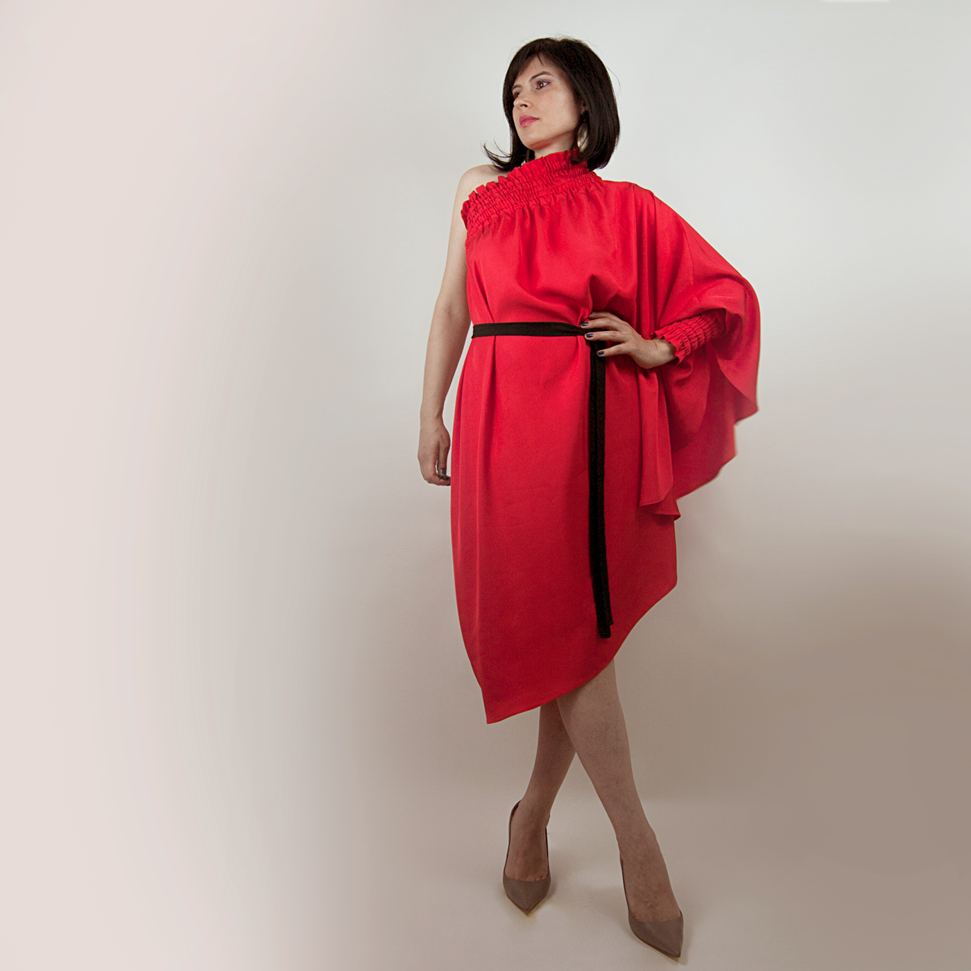 One shoulder Red dress // One Size