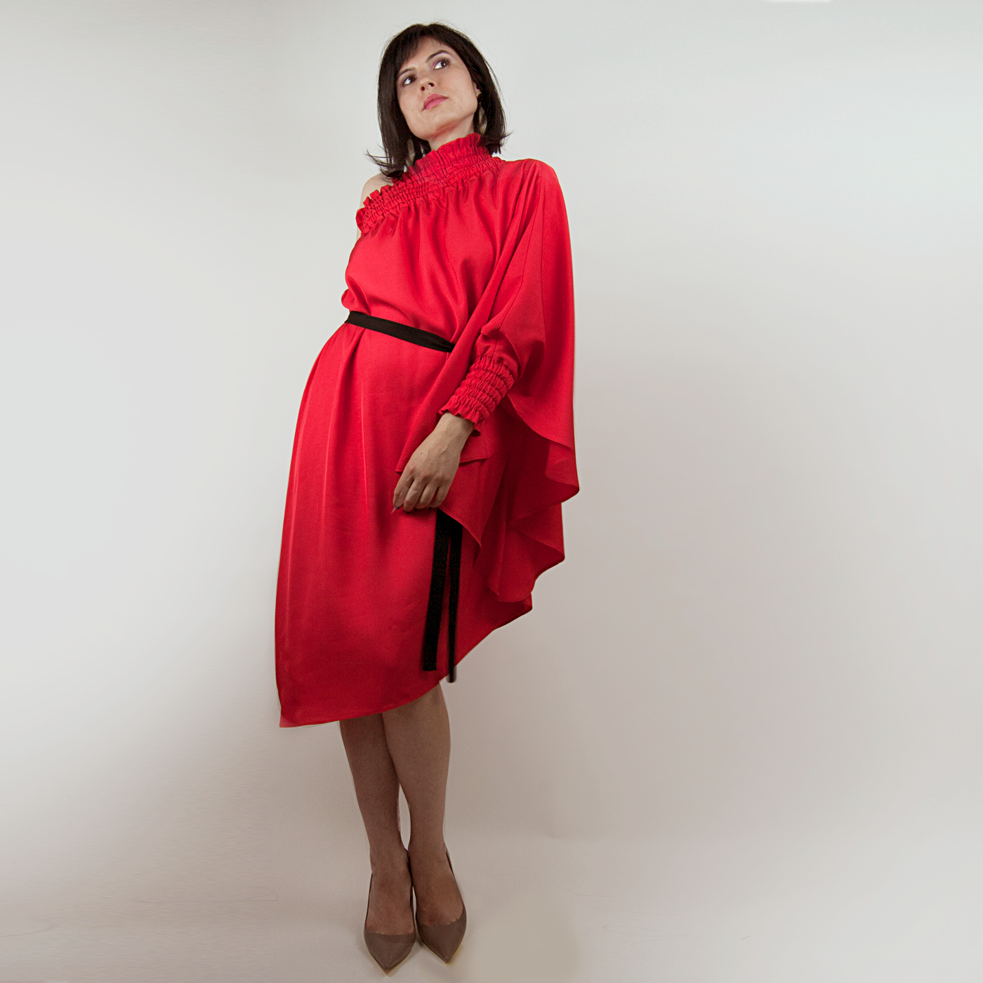 One shoulder Red dress // One Size