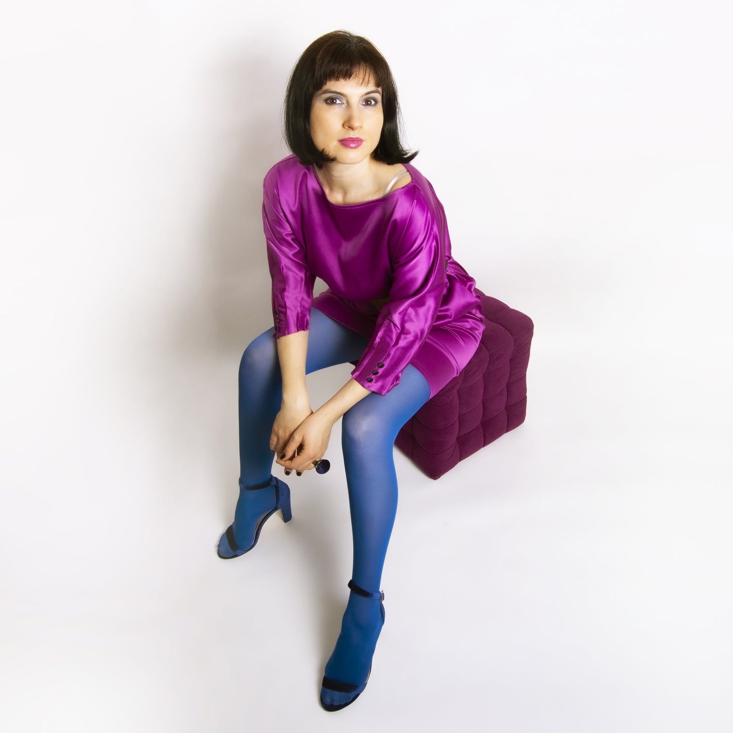 Rochie tafta pliuri - Fucsia