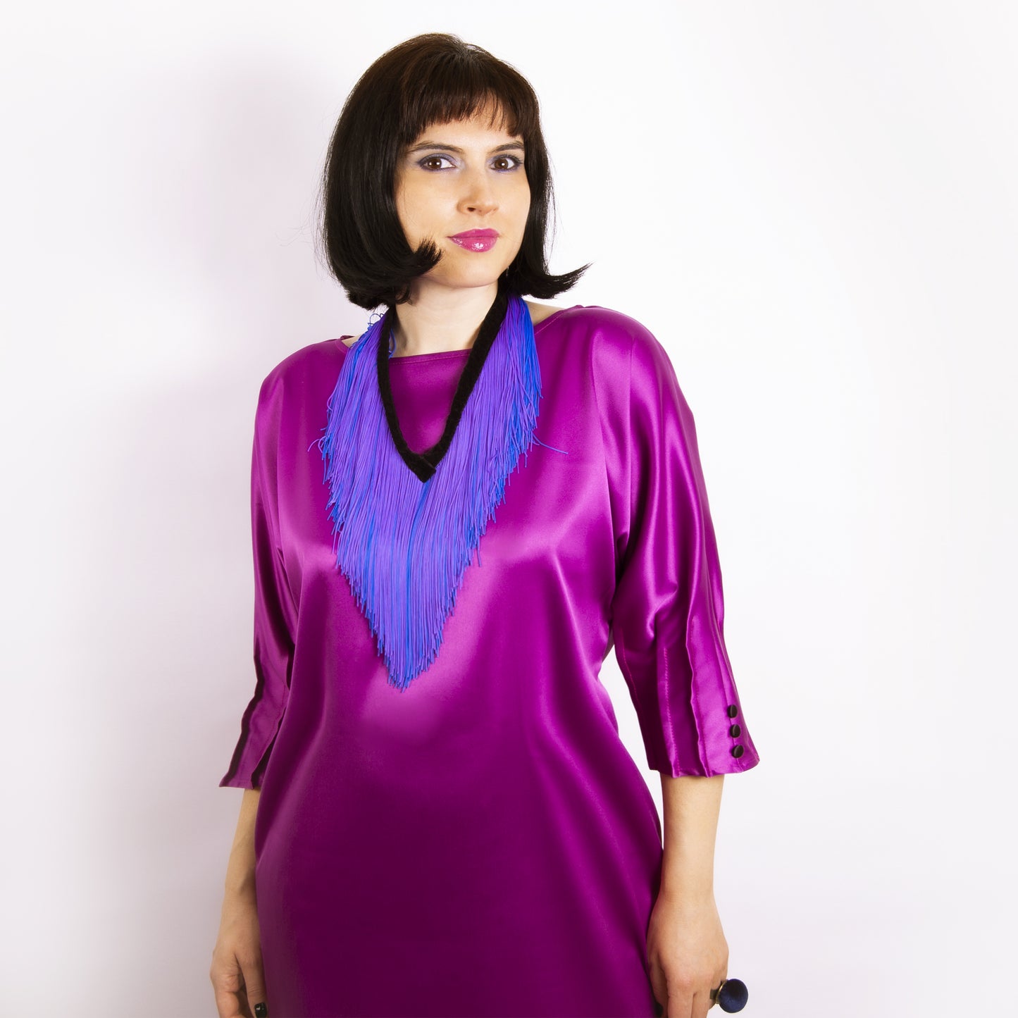 Rochie tafta pliuri - Fucsia