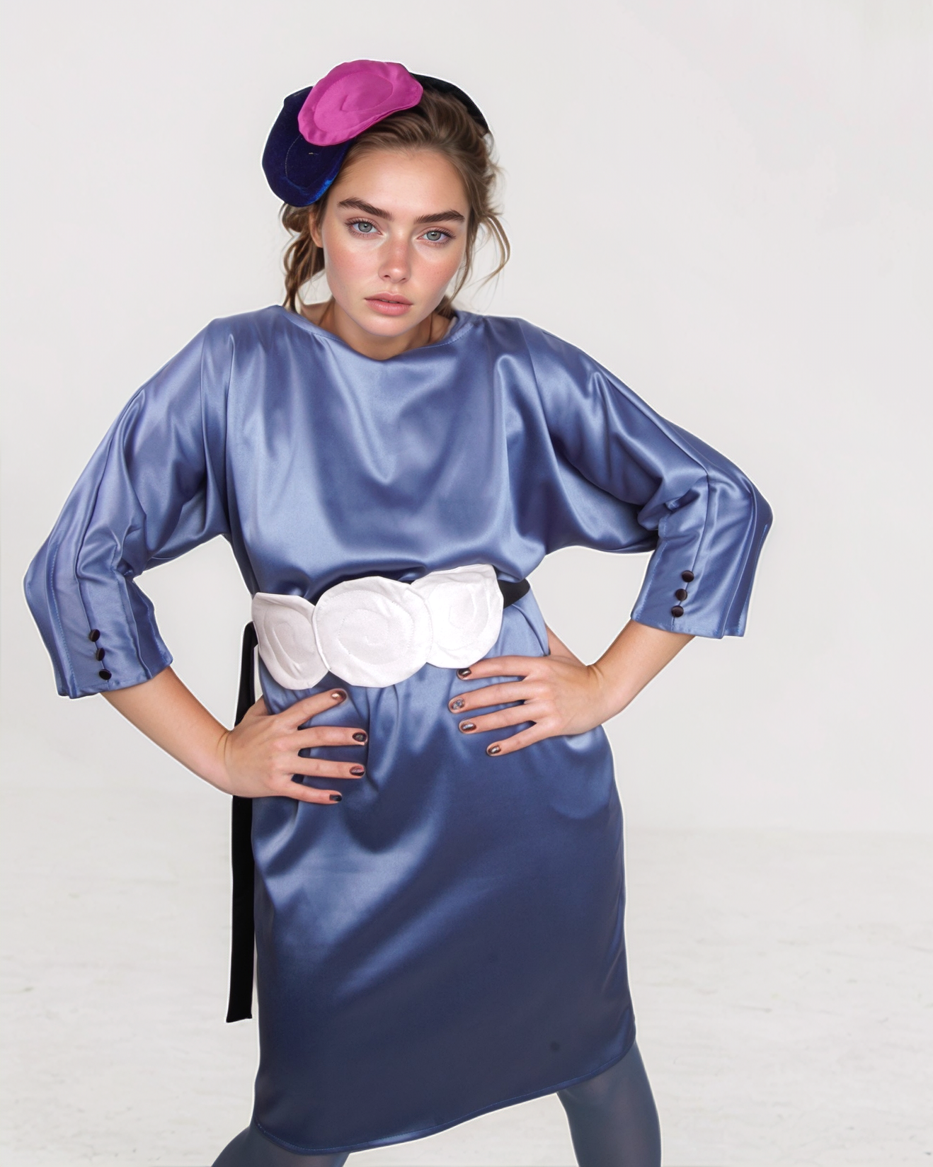 Rochie tafta pliuri - Aqua Blue