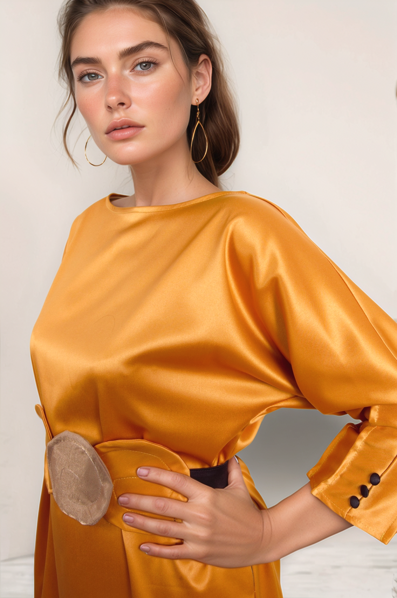 Rochie tafta pliuri- Galben mustar