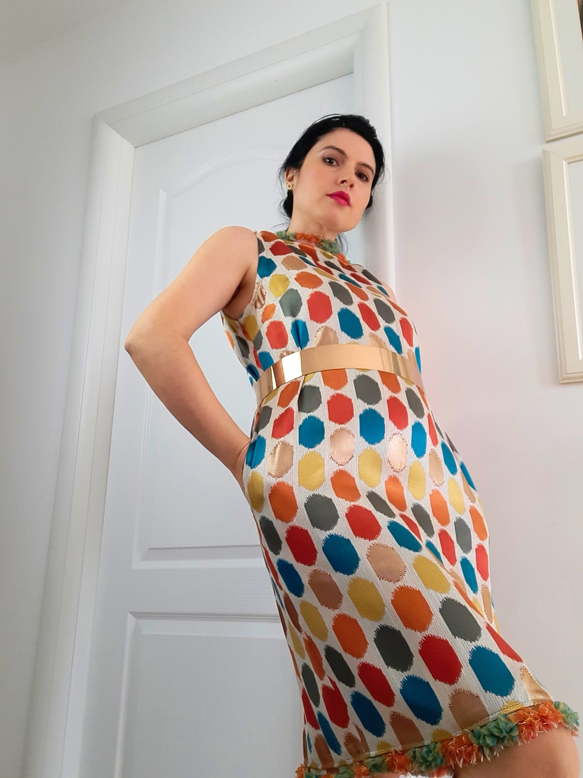 rochie onna gall brocart buline colorata de seara 