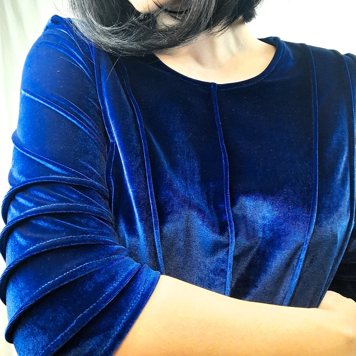 #Blue Velvety Dress