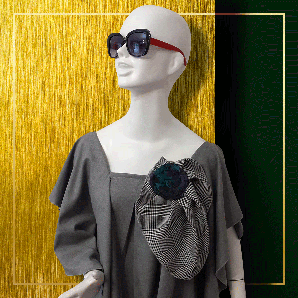 rochie drapata gri eleganta