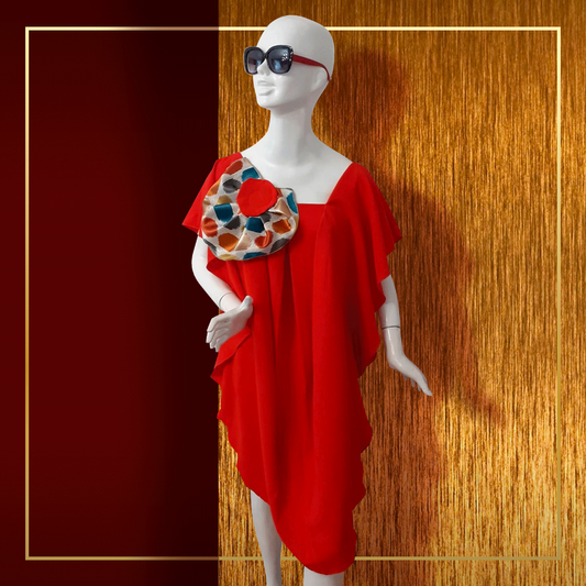Red Draped Dress