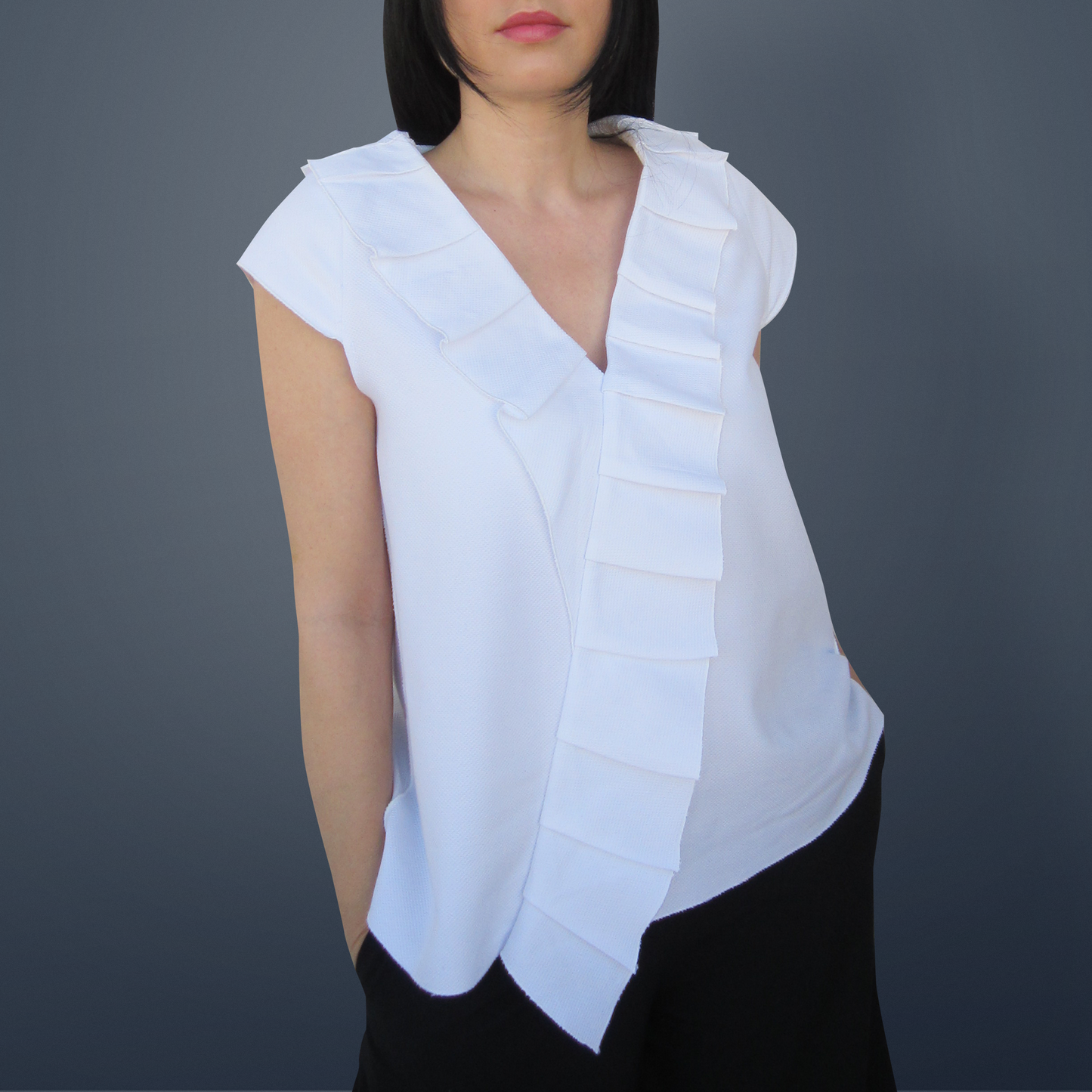 White Ruffle Blouse