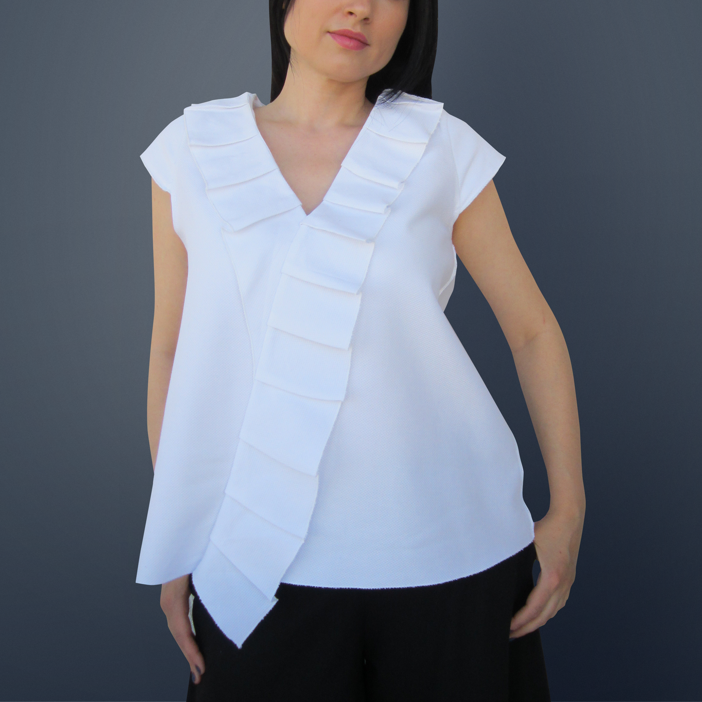 White Ruffle Blouse