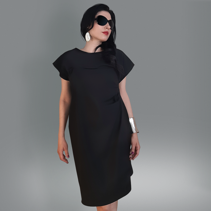 rochie neagra onna gall din stofa elegenata de vara