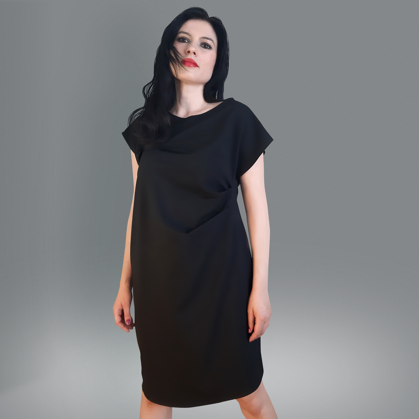 rochie neagra onna gall din stofa elegenata de vara