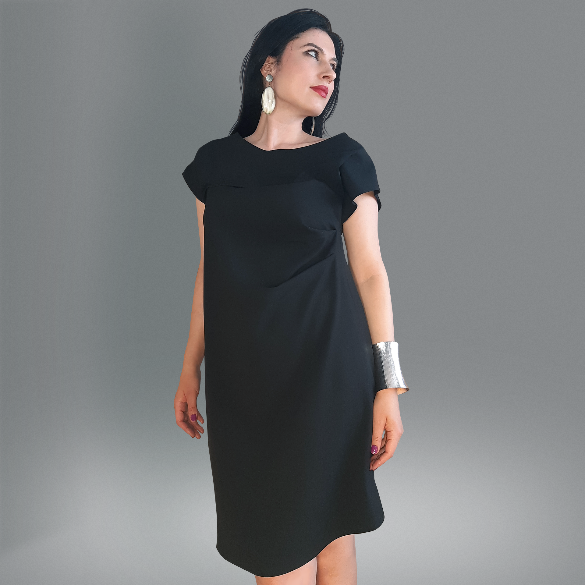 rochie neagra onna gall din stofa elegenata de vara