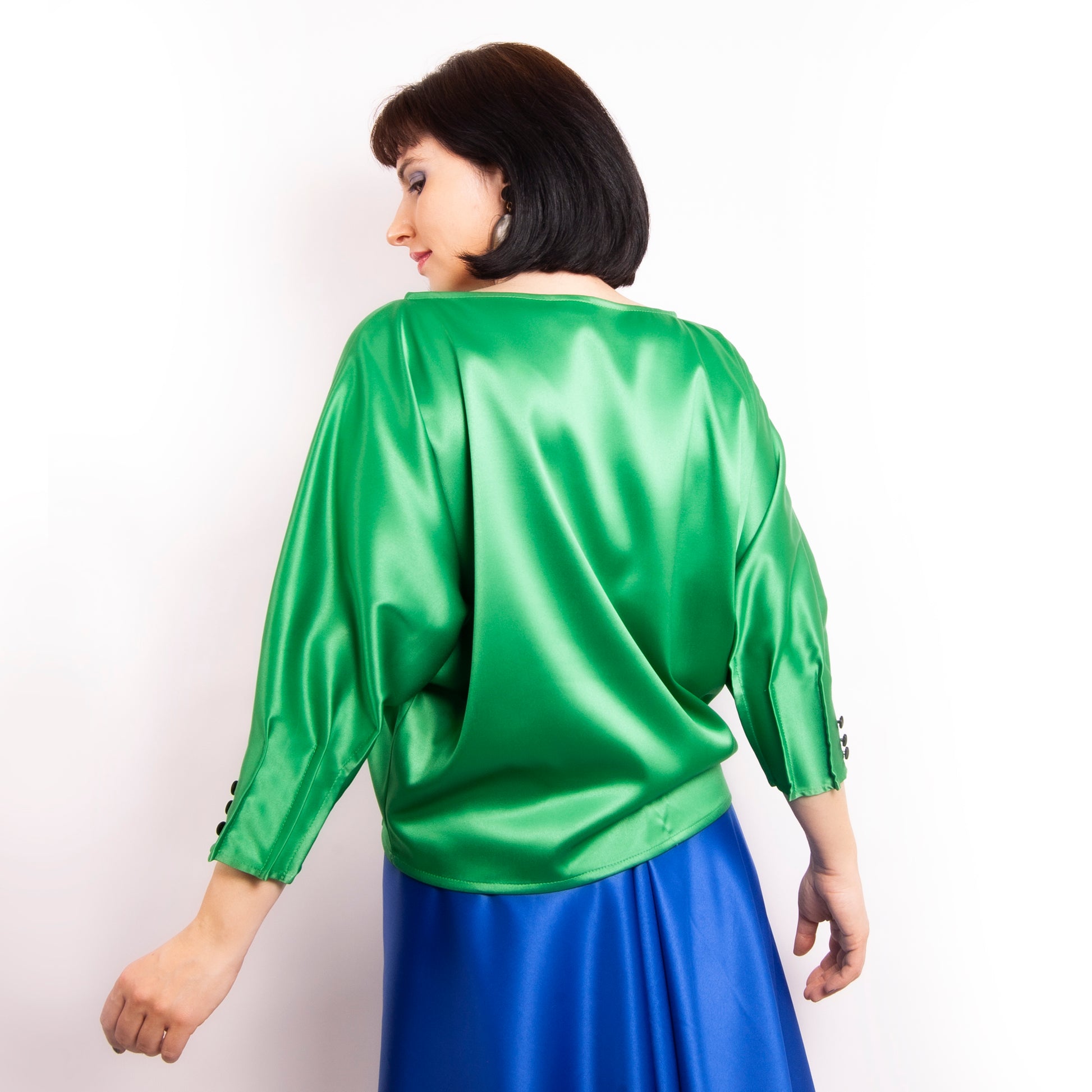 bluza tafta verde eleganta
