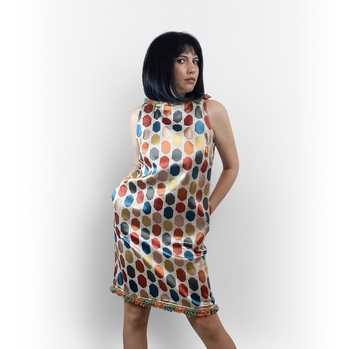 rochie onna gall brocart buline colorata de seara 