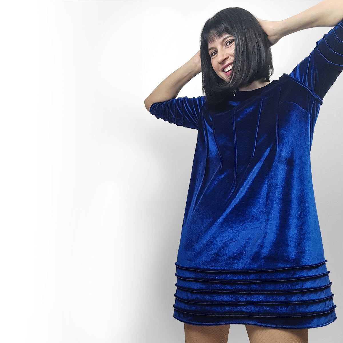 rochie catifea albastru royal electric
