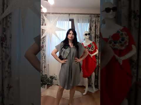 rochie drapata gri eleganta