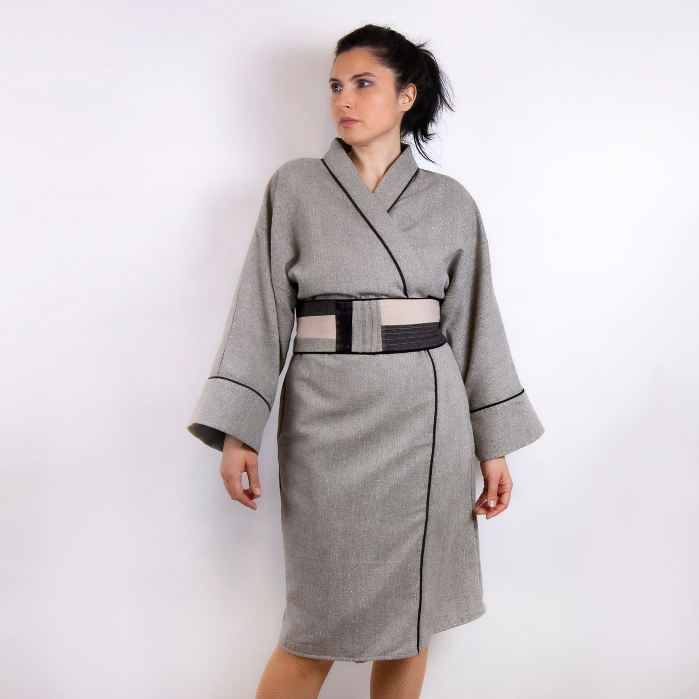 KIMONO lana gri