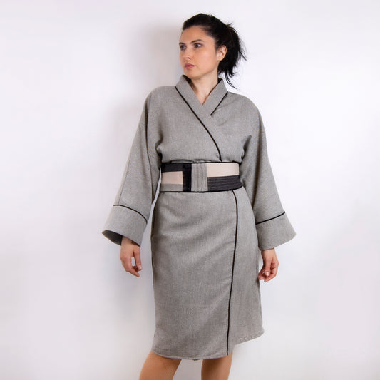 KIMONO lana gri