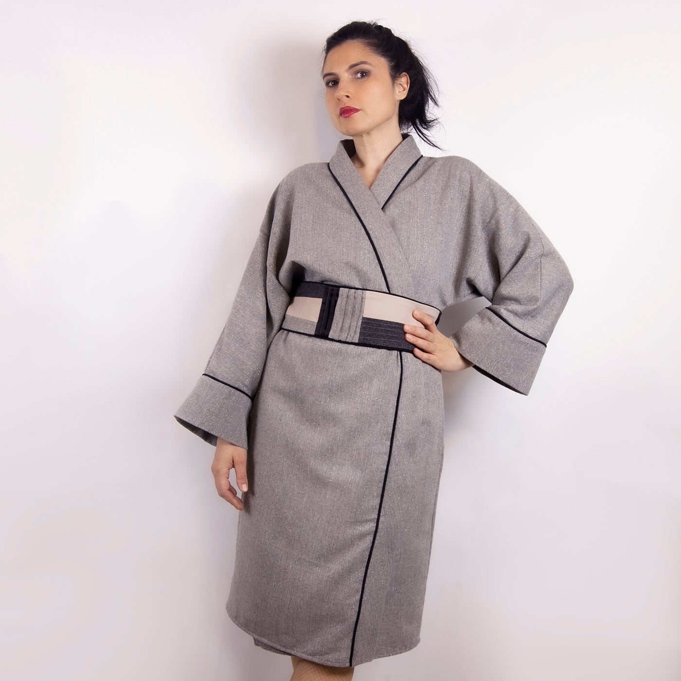 KIMONO lana gri