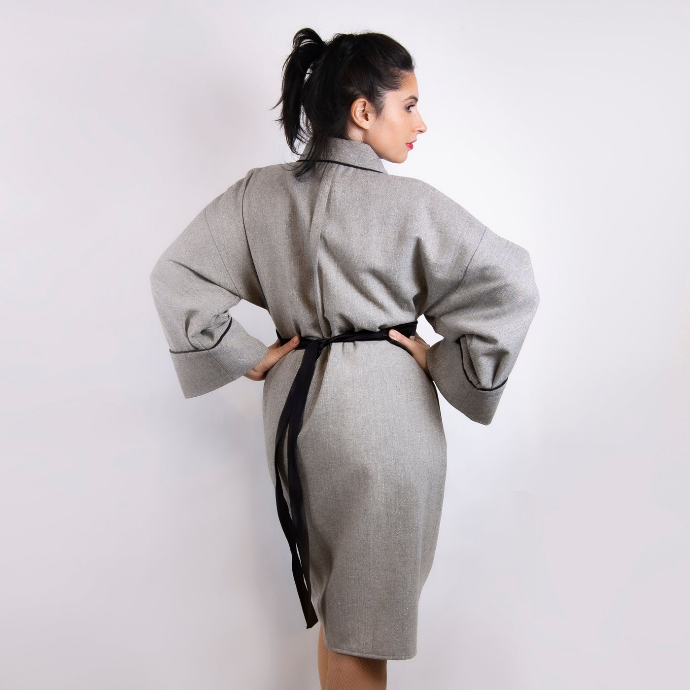 KIMONO lana gri