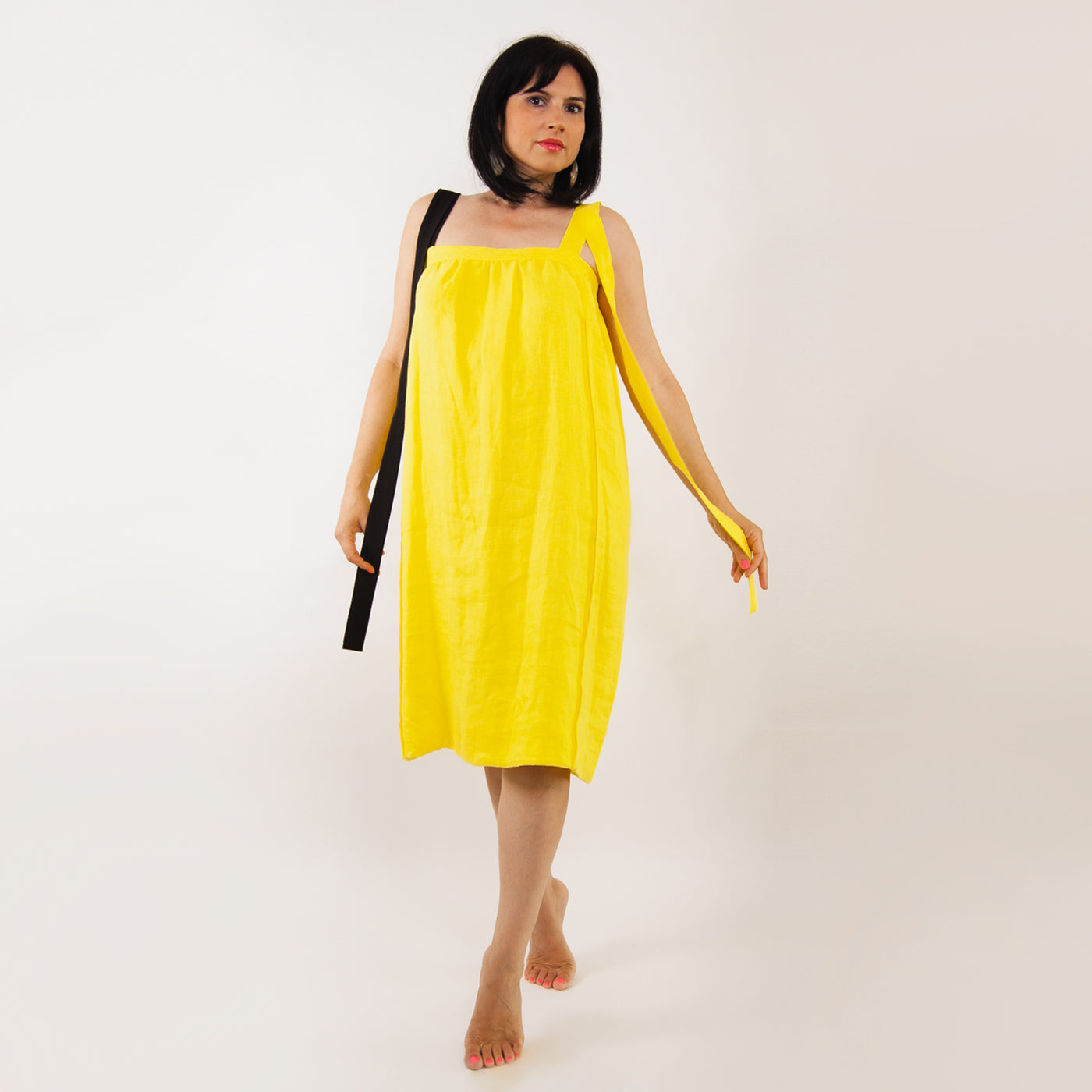 Yellow linen dress