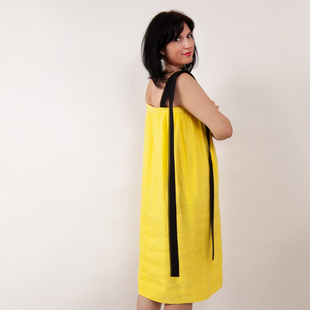 Yellow linen dress
