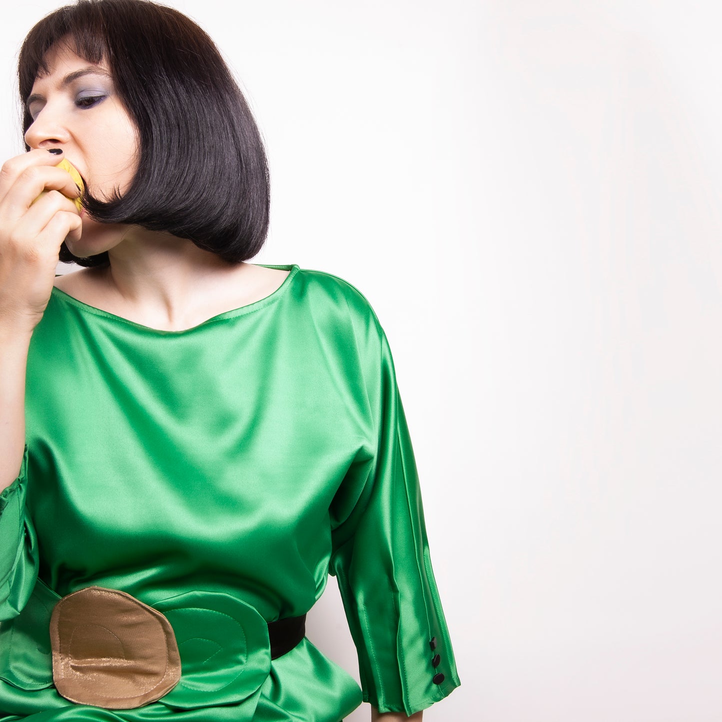Rochie tafta pliuri - Apple Green