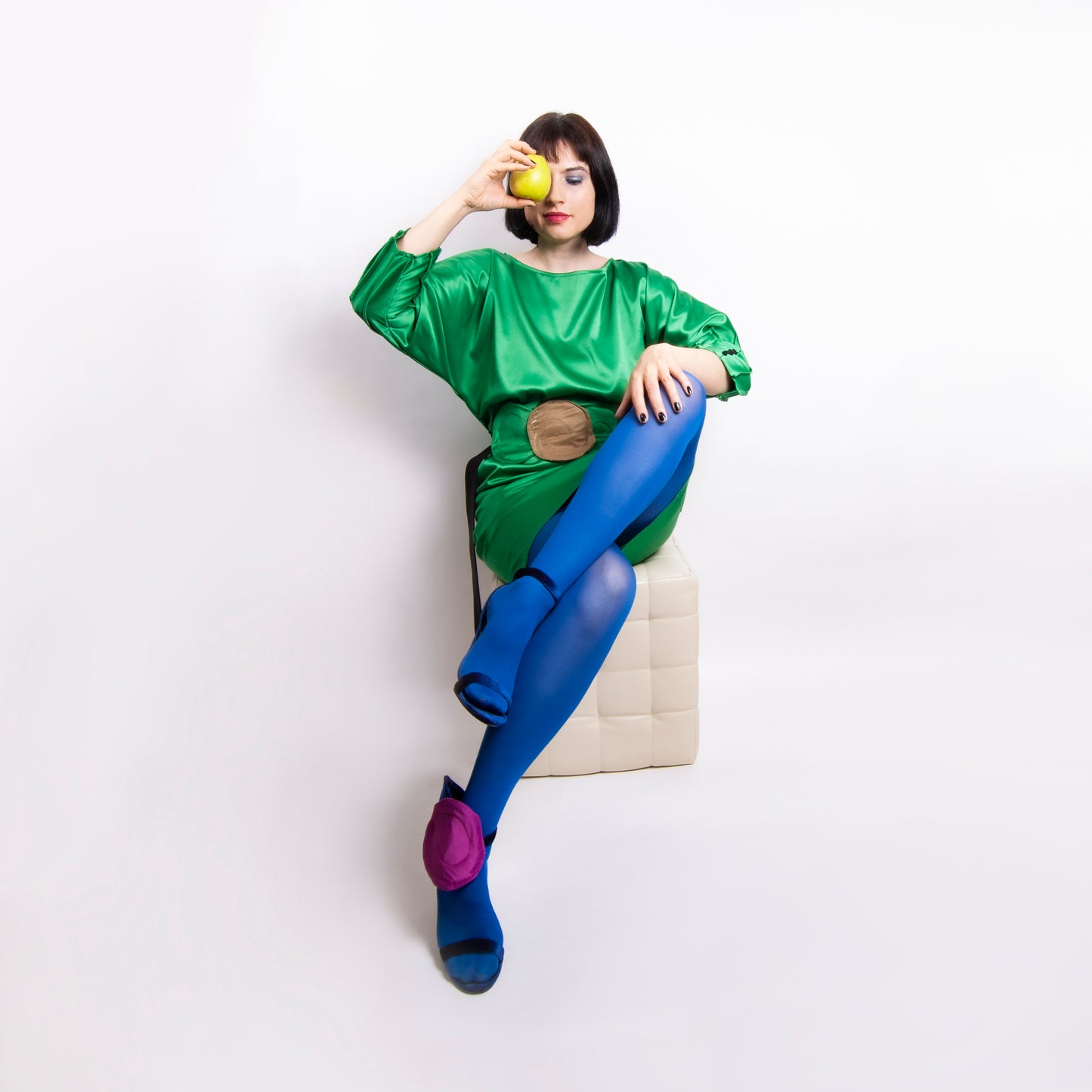 Rochie tafta pliuri - Apple Green