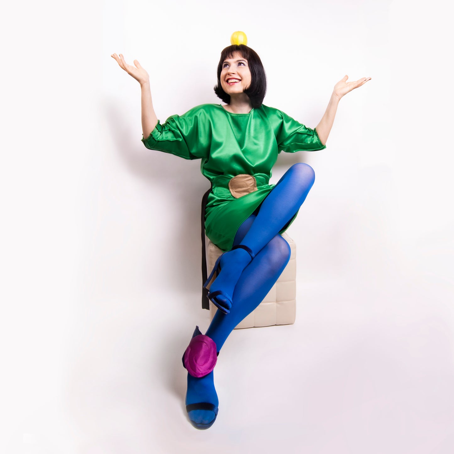 Rochie tafta pliuri - Apple Green