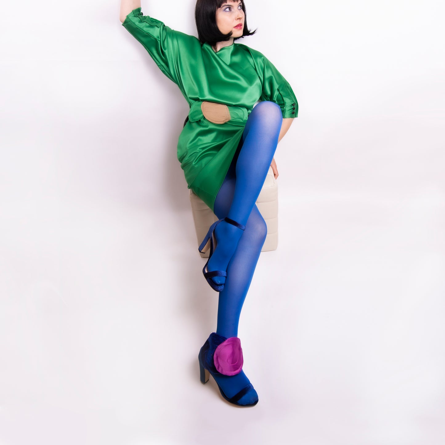 Rochie tafta pliuri - Apple Green