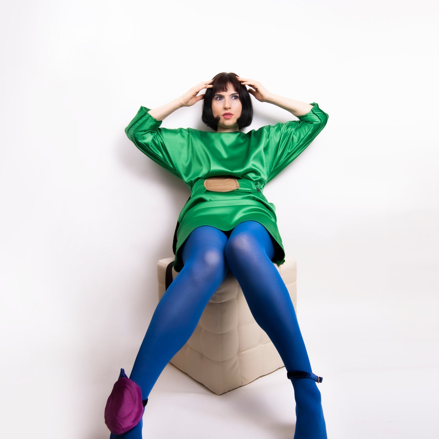 Rochie tafta pliuri - Apple Green