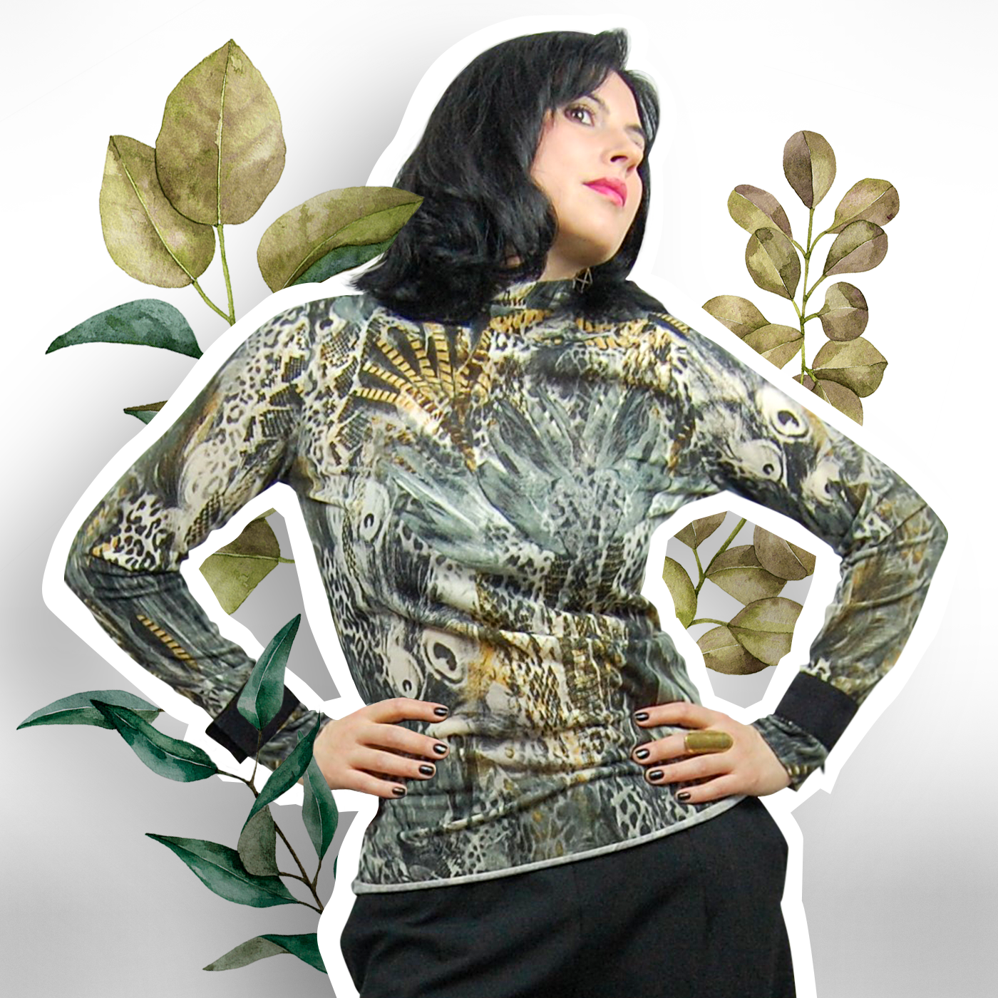 Turtleneck animal print